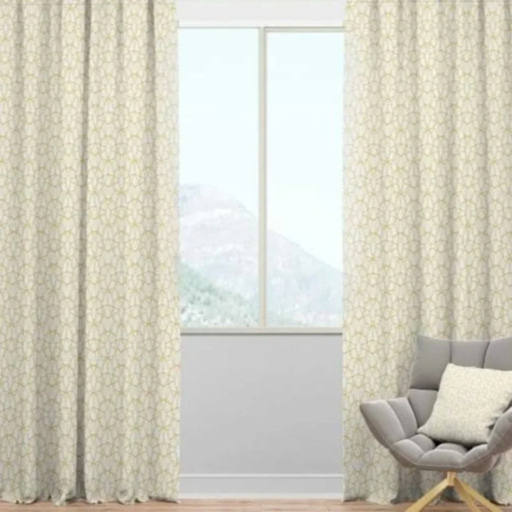 East Urban Home Mid Century Yellow Geometric Curtain Panel 52 x 84 NEW NWOT
